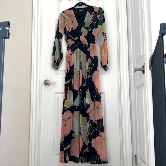 Lulus black floral print maxi dress - Picture 3 of 11